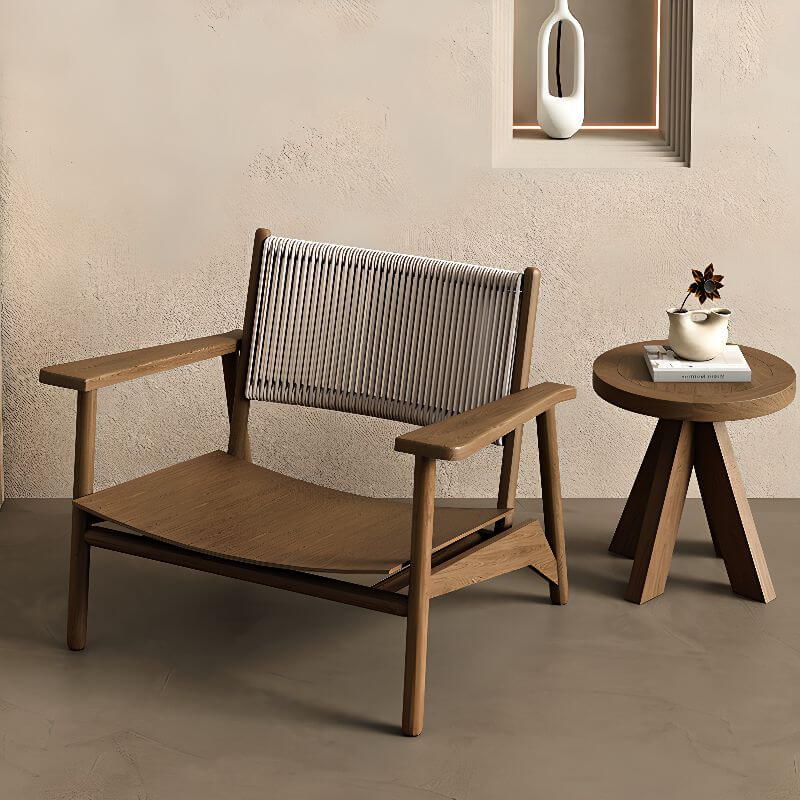 Woven Back Minimalist Arm Chair with Slipcover
