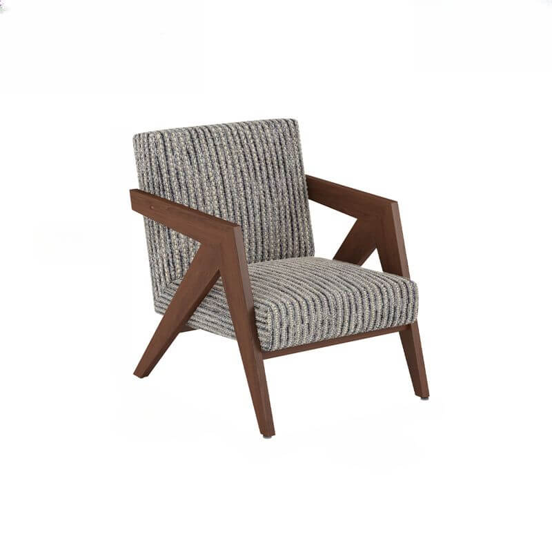Modern Wood Frame Square Arm Accent Chair