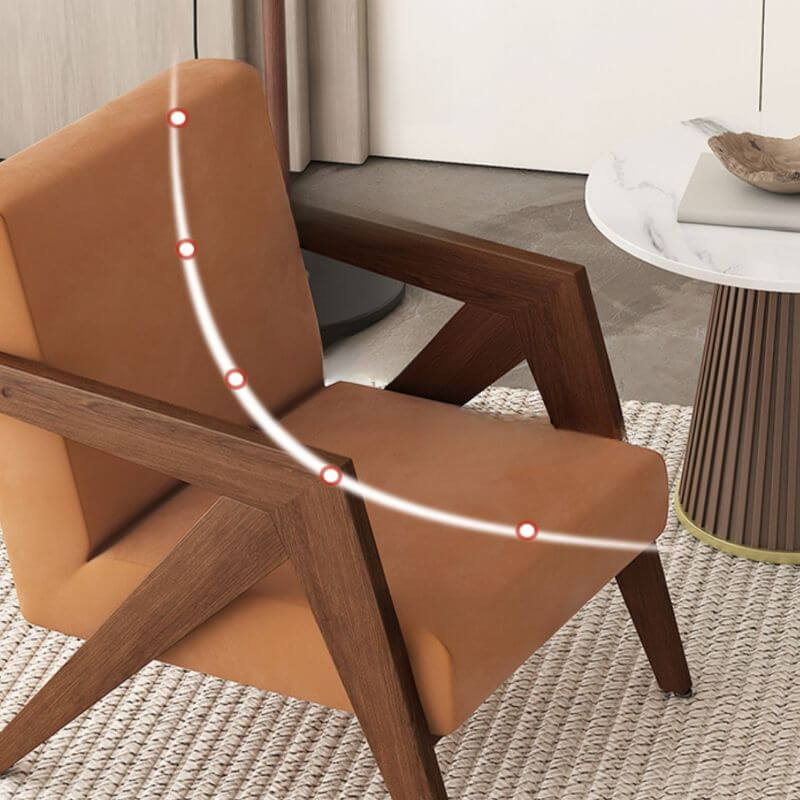 Modern Wood Frame Square Arm Accent Chair