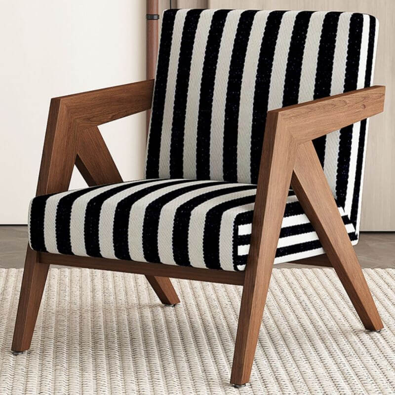 Modern Wood Frame Square Arm Accent Chair