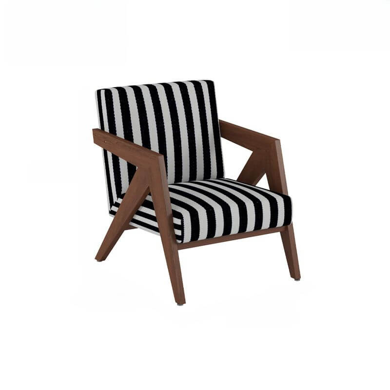 Modern Wood Frame Square Arm Accent Chair