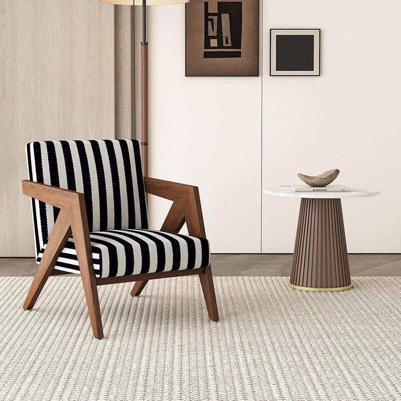 Modern Wood Frame Square Arm Accent Chair