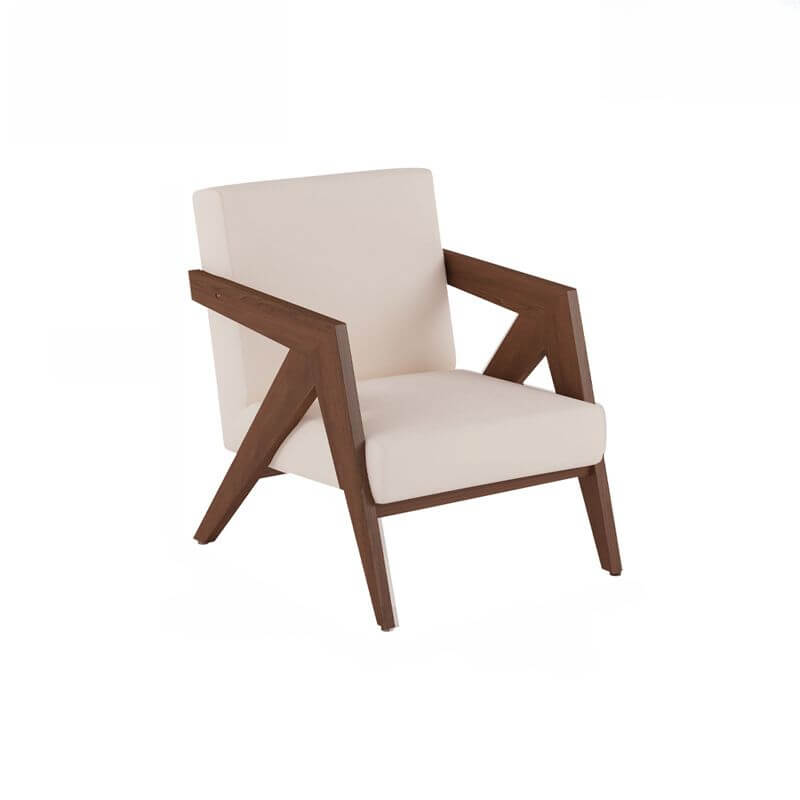 Modern Wood Frame Square Arm Accent Chair