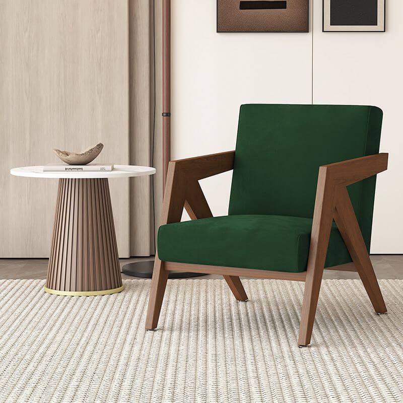 Modern Wood Frame Square Arm Accent Chair