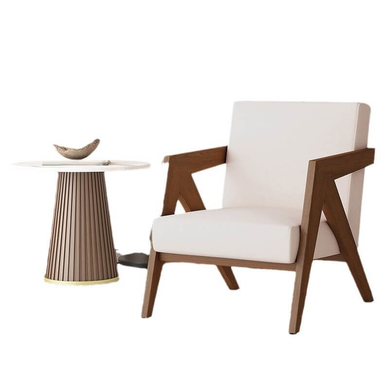 Modern Wood Frame Square Arm Accent Chair
