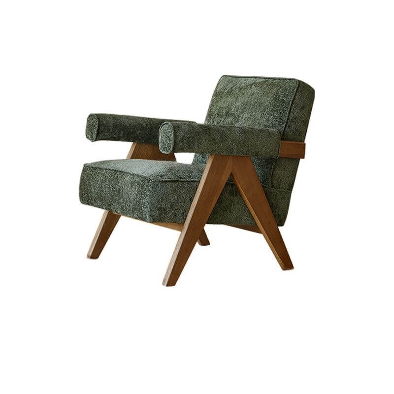 Ivory & Moss Green Modern Cushion Back Armchair
