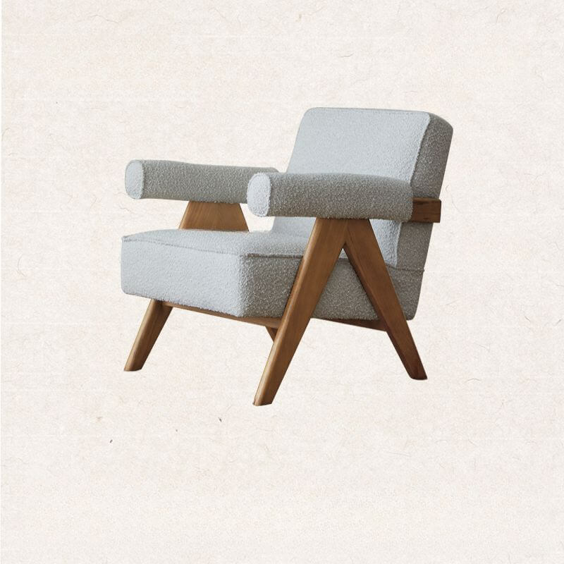 Ivory & Moss Green Modern Cushion Back Armchair