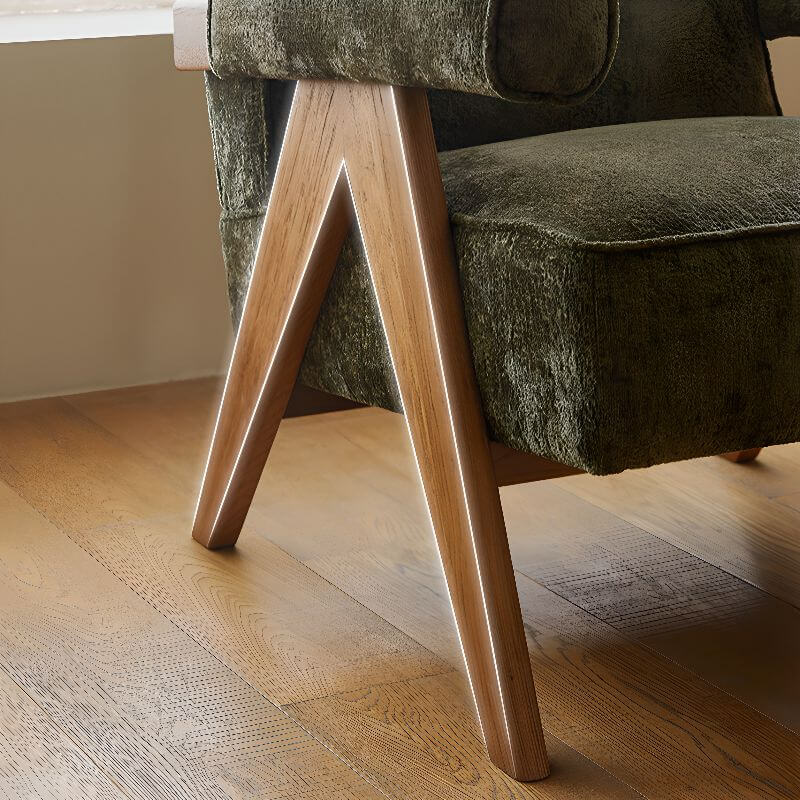 Ivory & Moss Green Modern Cushion Back Armchair