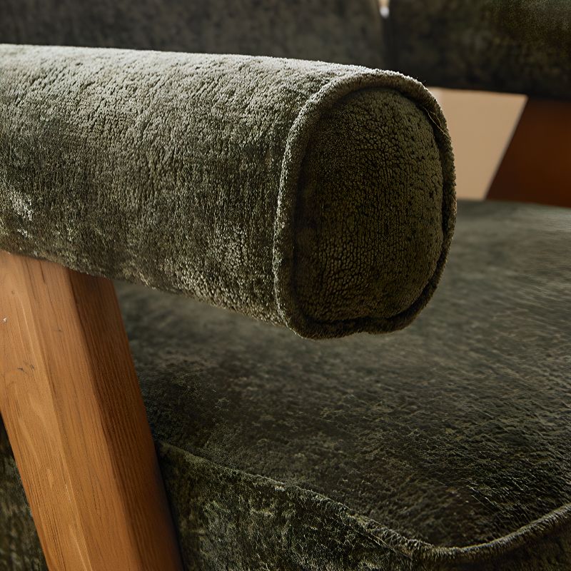 Ivory & Moss Green Modern Cushion Back Armchair