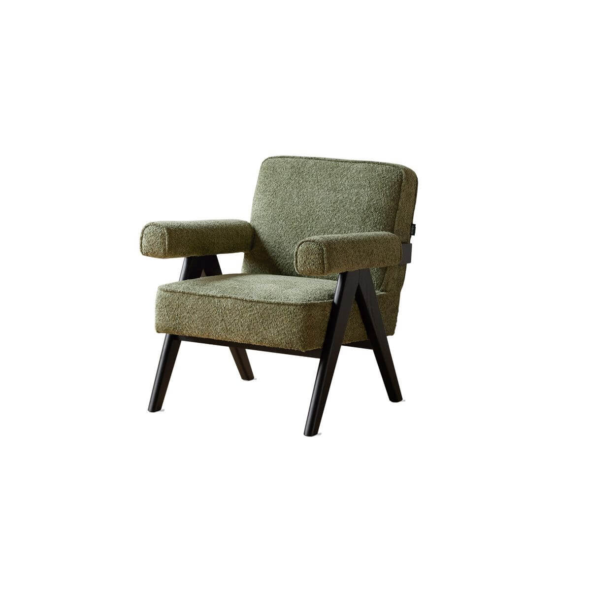 Lime Green & White Jeanneret Armchair, Tight Back