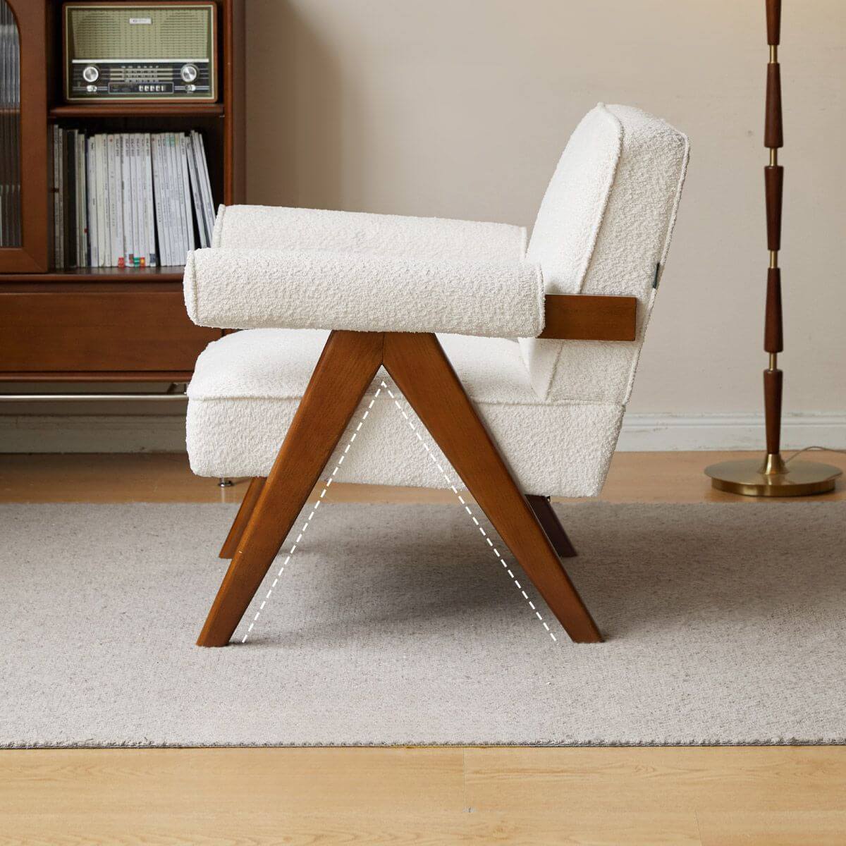 Lime Green & White Jeanneret Armchair, Tight Back