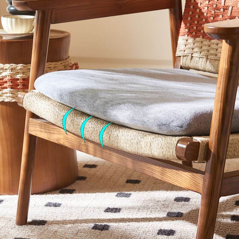 Grey Ash Wood Woven Back Arm Chair
