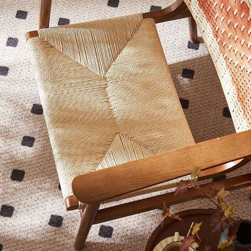 Grey Ash Wood Woven Back Arm Chair