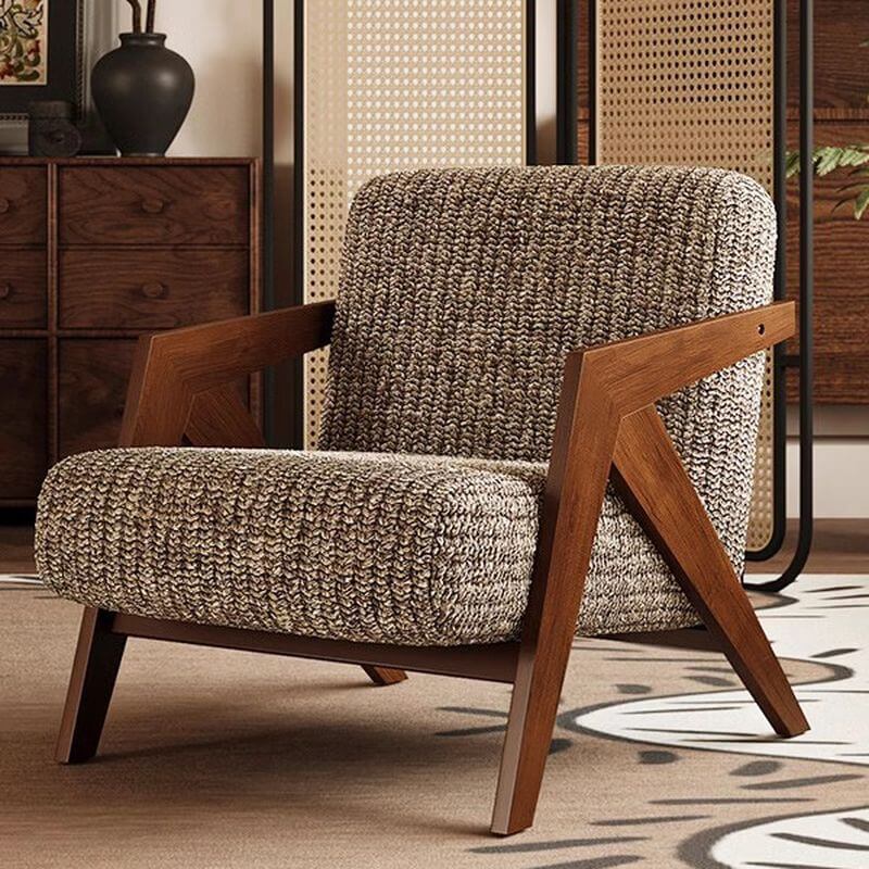 Toile&Striped Upholstered Arm Chair Base