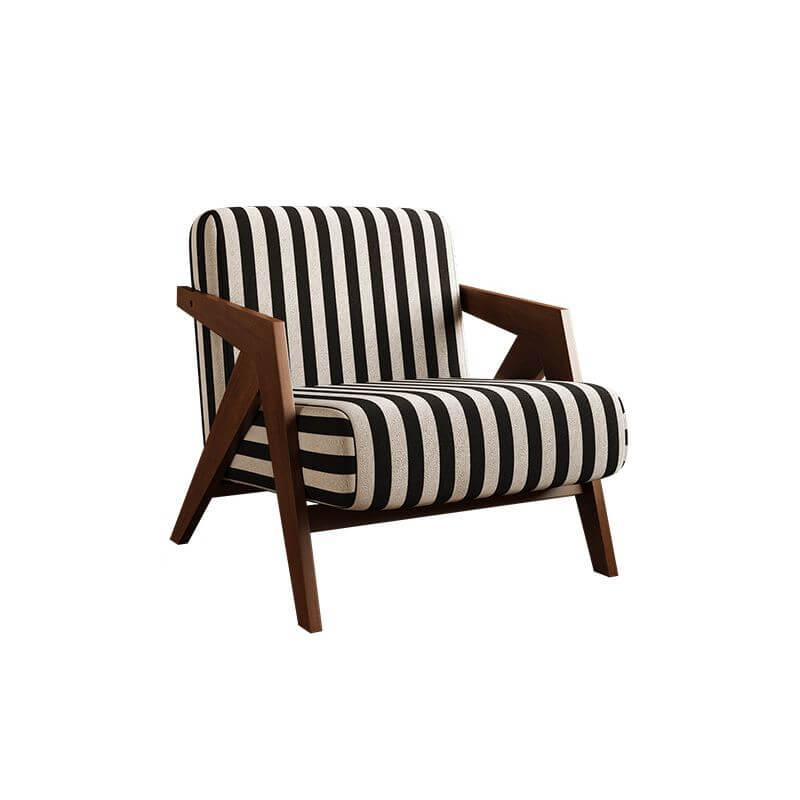 Toile&Striped Upholstered Arm Chair Base