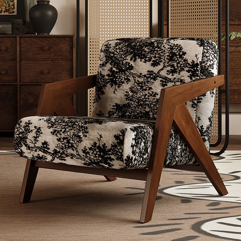 Toile&Striped Upholstered Arm Chair Base