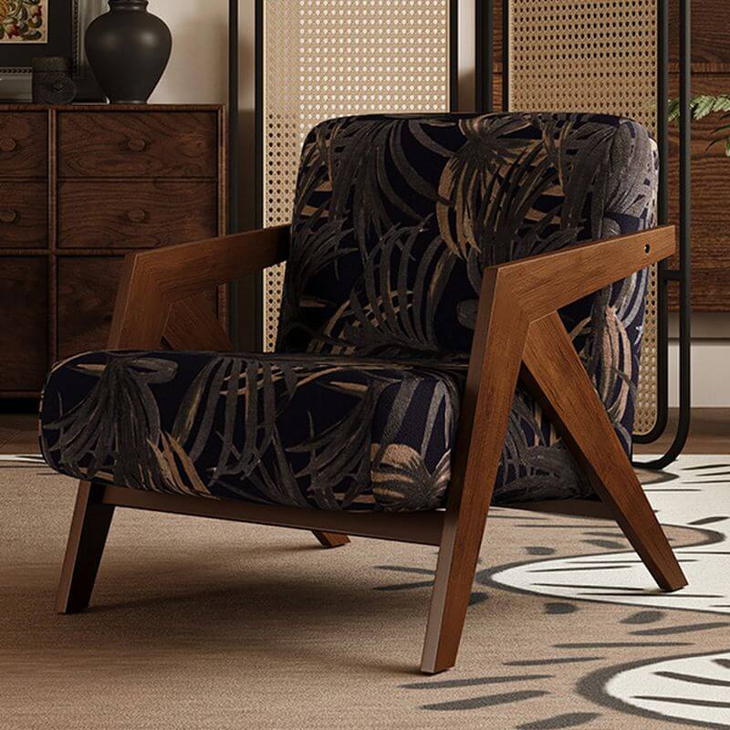Toile&Striped Upholstered Arm Chair Base