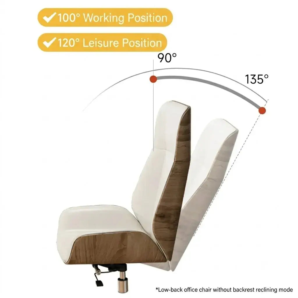 Walnut Trim Leather Reclining Office Chair