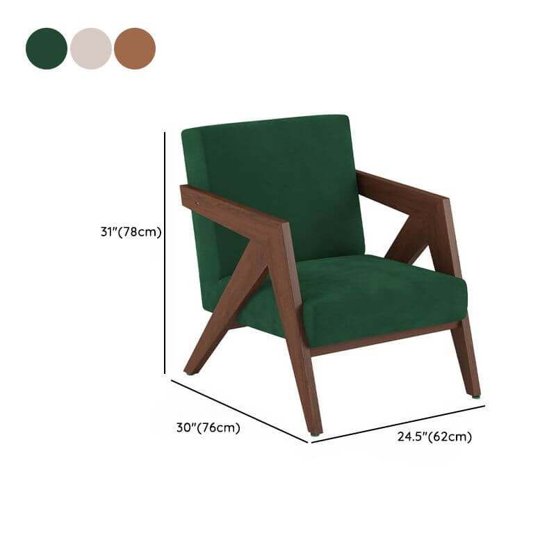 Modern Wood Frame Square Arm Accent Chair