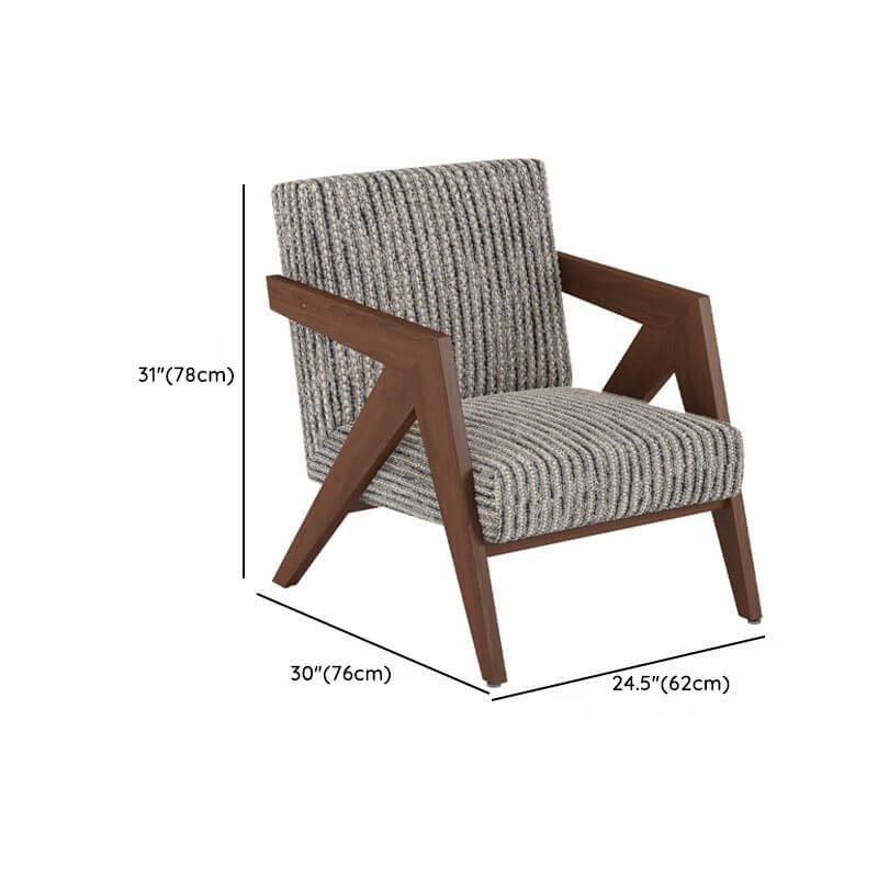 Modern Wood Frame Square Arm Accent Chair