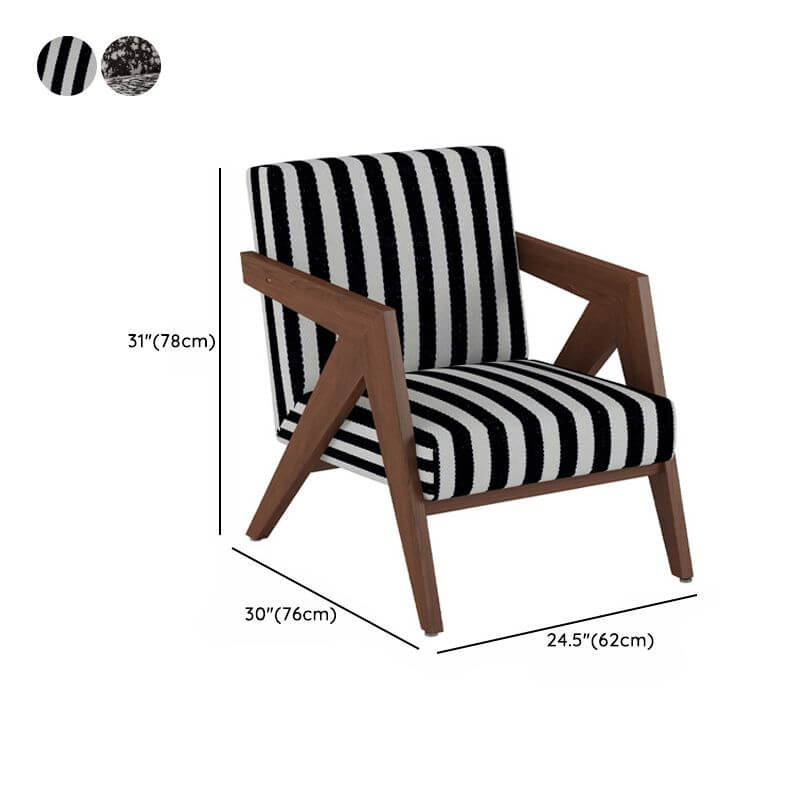 Modern Wood Frame Square Arm Accent Chair