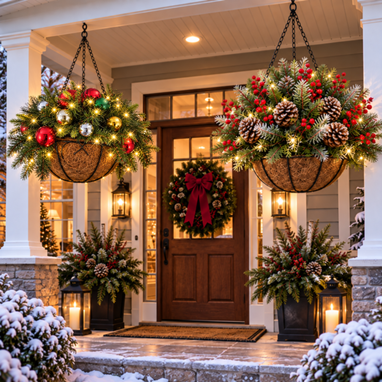 Pre-Lit Christmas Hanging Basket