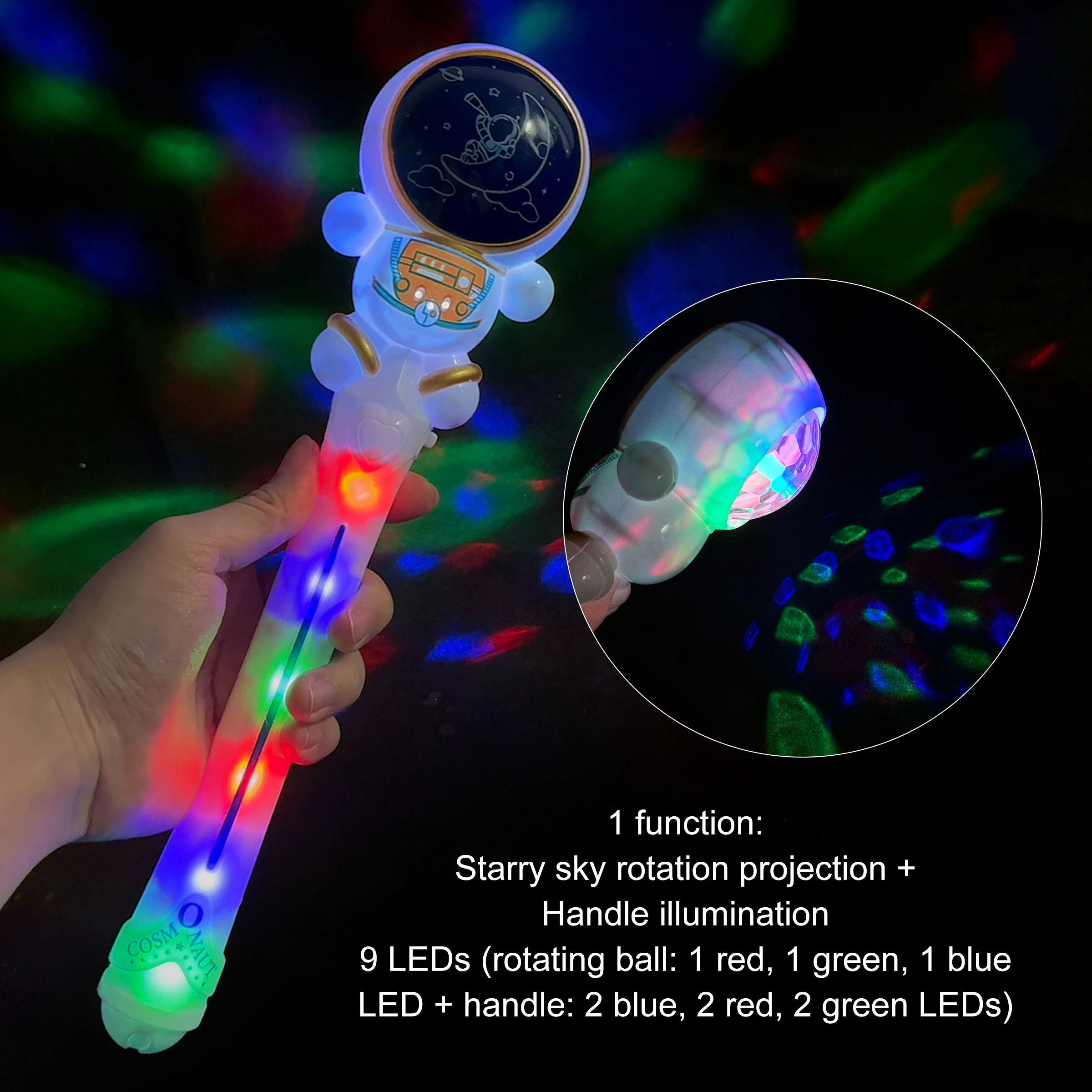 11.8-Inch LED Astronaut Spinning Projection Wand