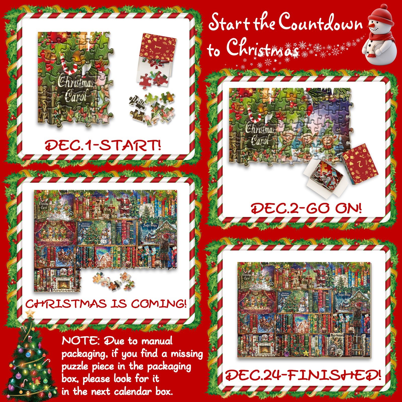 Christmas Scavenger Hunt Advent Calendar Jigsaw Puzzle 1000 Pieces