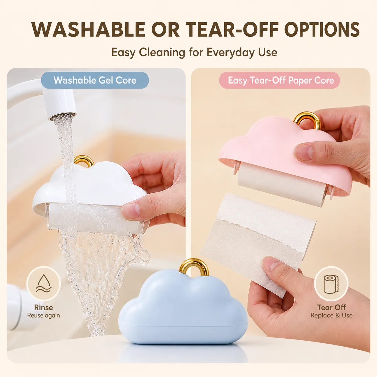 Mini Cloud Lint Roller & Refills for Clothes and Travel