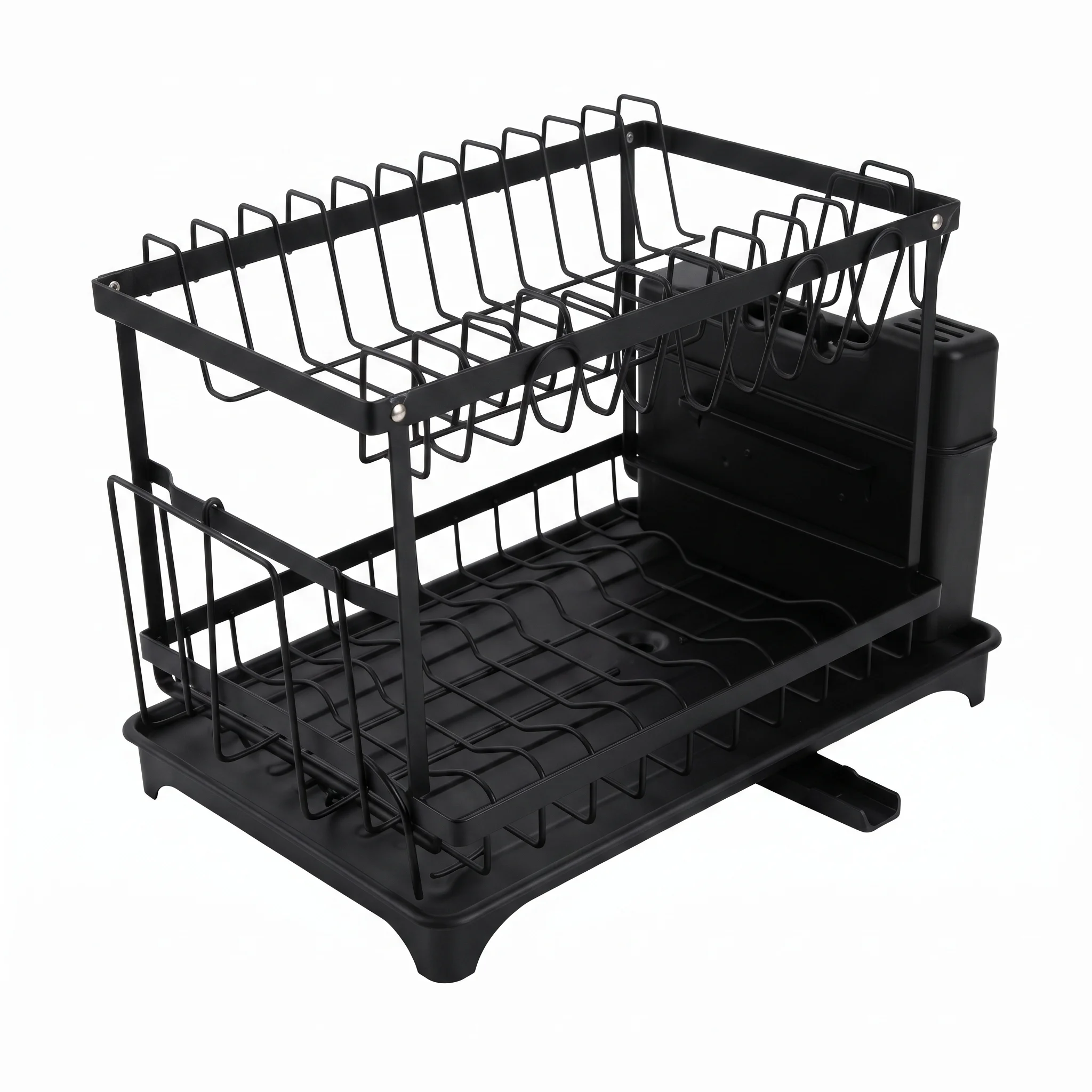 2-Tier Dish Drying Rack with Drain Tray & Utensil Holder