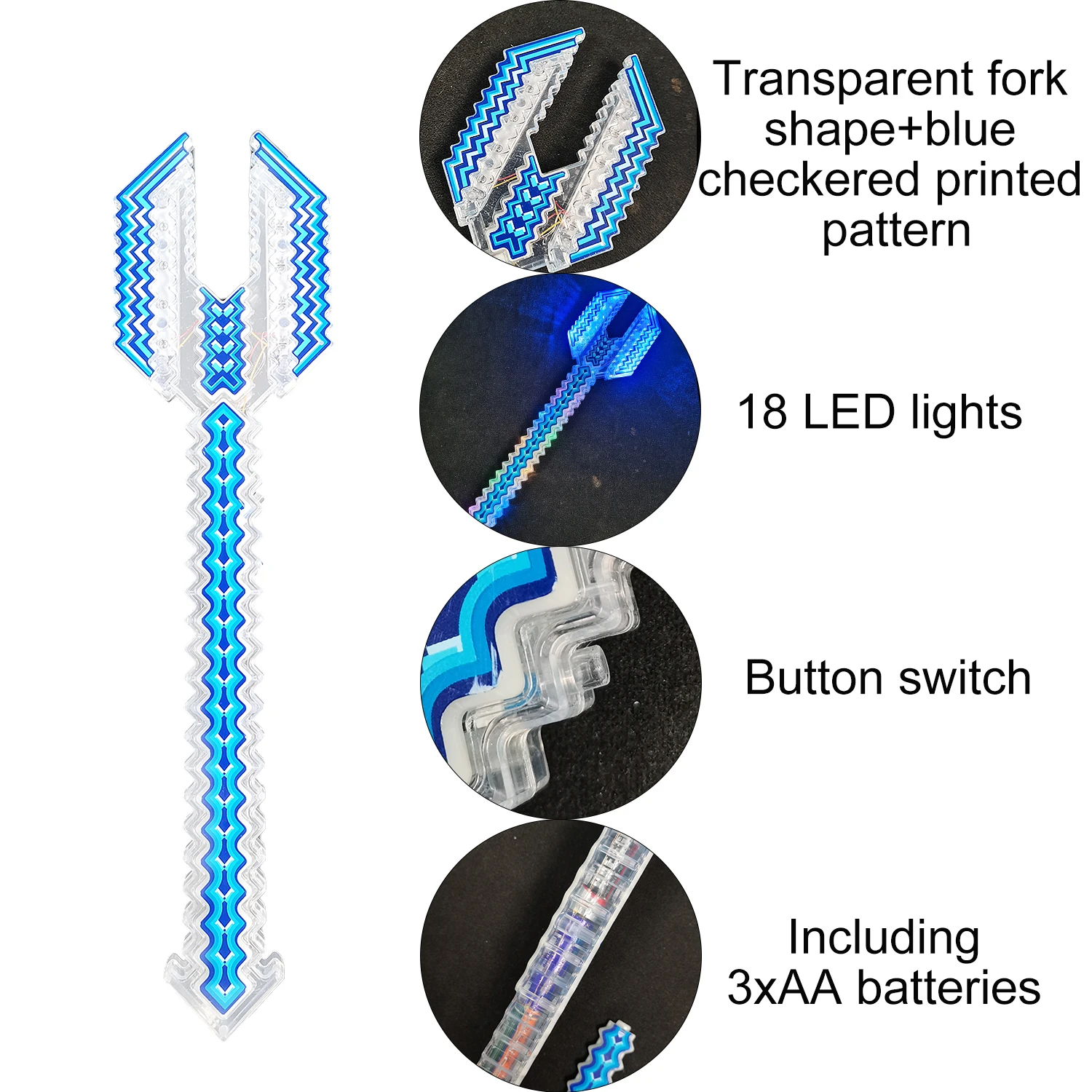 LED Pixel Trident Light-Up Party Toy