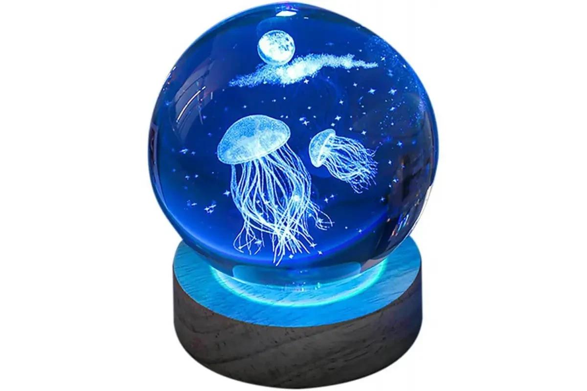 Декоративна 3D-нічник кришталева куля "Медуза" з led-підсвіткою - купити за найкращою ціною в Києві від компанії "Вас вітає інтернет магазин SvetOn!" - 2361515947