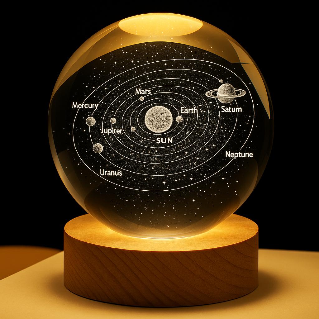 FLIXX 3D Crystal Ball Night Lamp | Warm LED Glow | USB Powered | Engra &ndash; LA'FORTE
