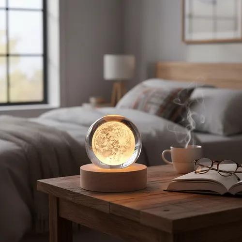 3d Lampara De Noche Led Galaxia Bola Cristal, Sistema Solar Estructura Luz C&aacute;lida Pantalla La Luna | Cuotas sin inter&eacute;s