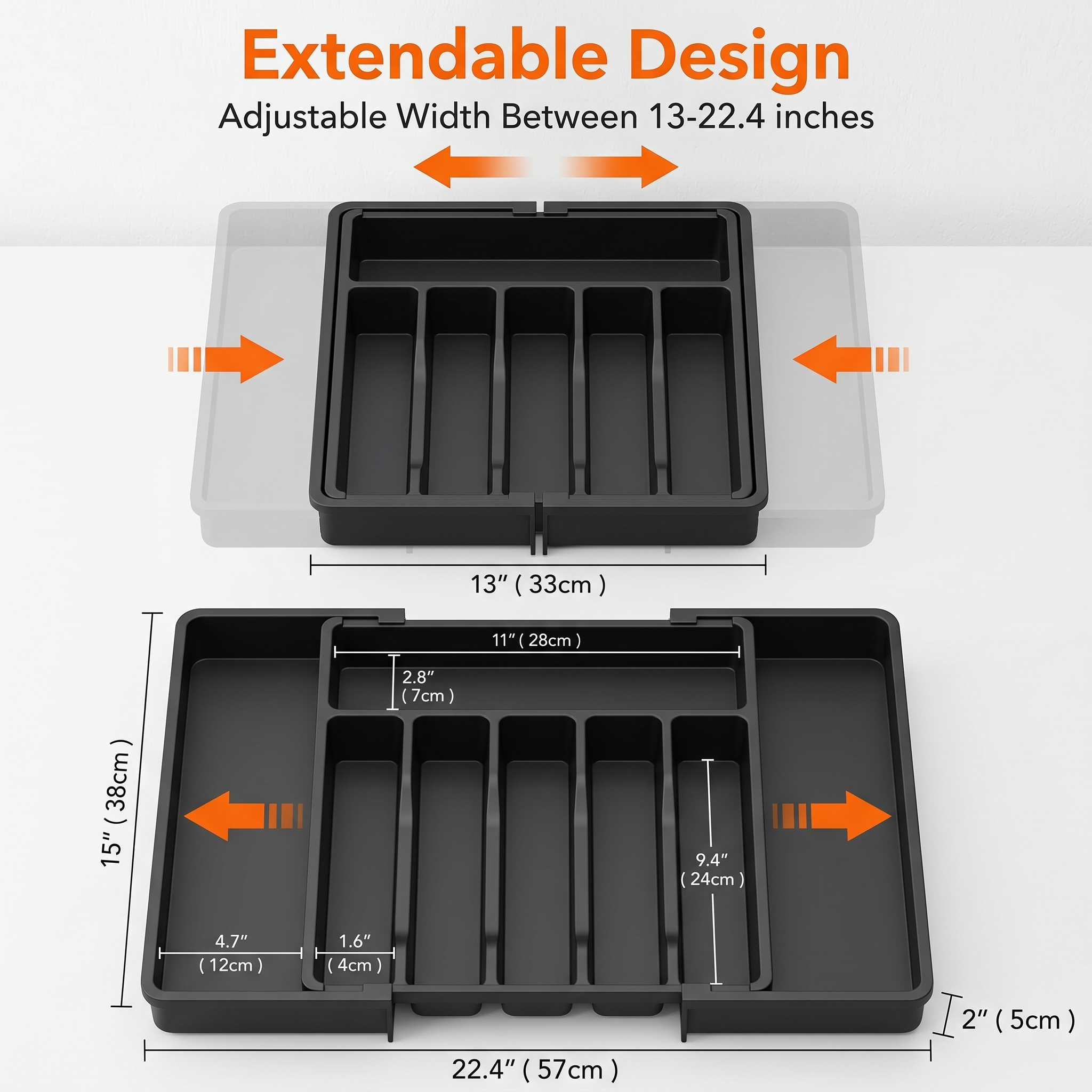 Drawer storage and organizing box, separated kitchen utensil storage box