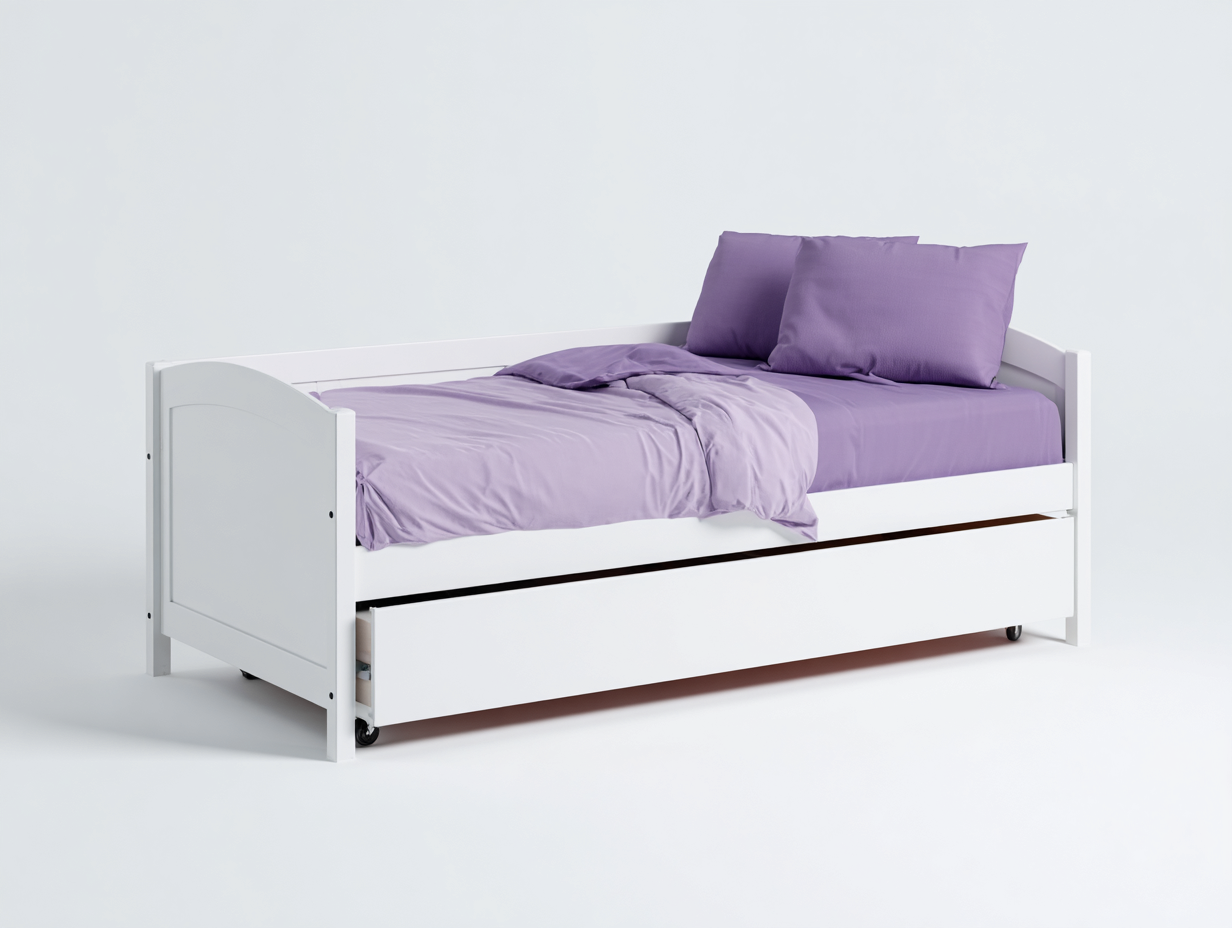 Sofá cama nido de madera 205×100×83 cm - blanco - cama inferior extraíble para dormitorio-Zamonlyinterior
