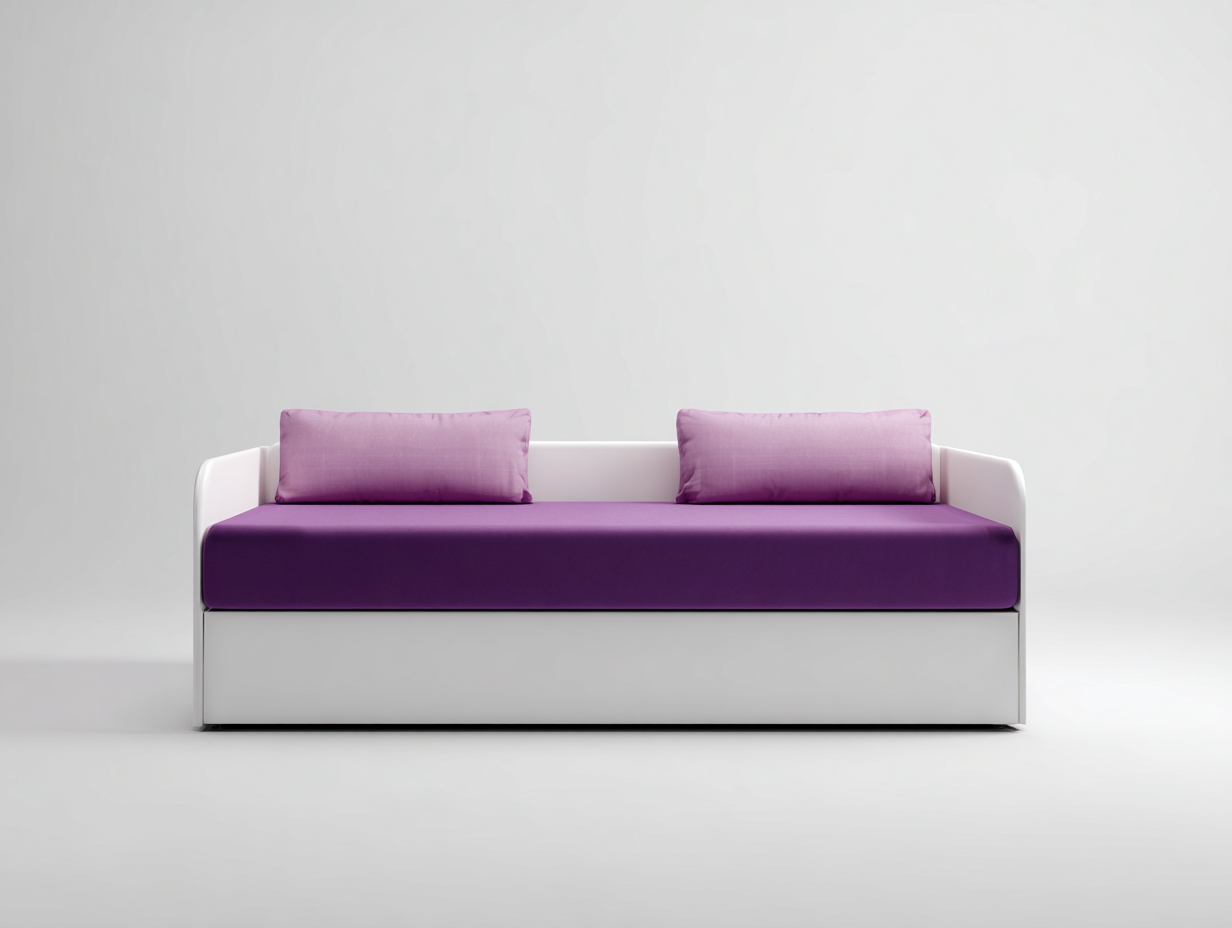 Sofá cama compacto 200×95×82 cm – blanco/morado – diseño recto con base extensible para dormitorio-Zamonlyinterior
