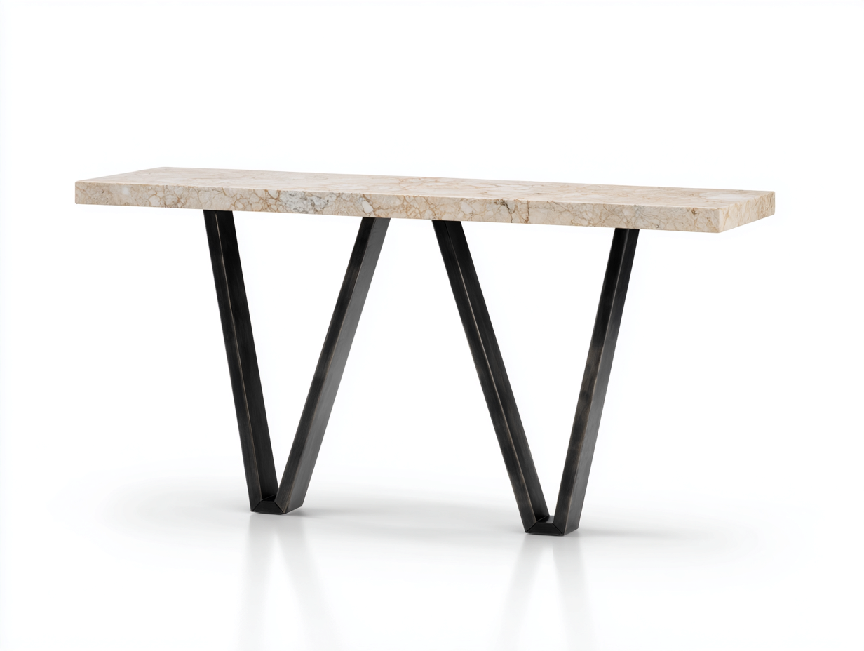 Estante decorativo 125×32×80 cm - tablero efecto mármol crema y base negra - estilo contemporáneo-Zamonlyinterior
