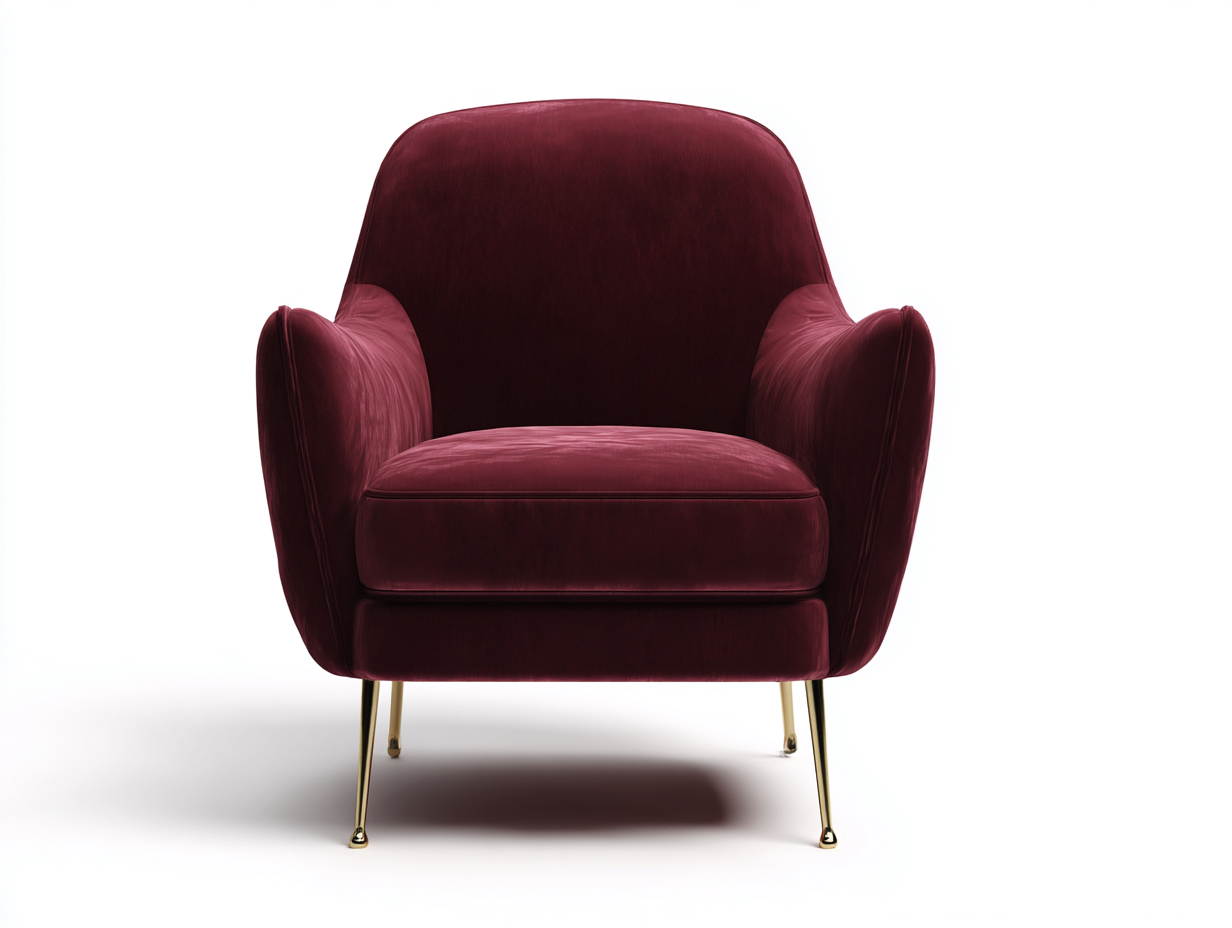 Sillón tapizado de terciopelo 78×76×88 cm - burdeos/dorado - diseño envolvente para dormitorio-Zamonlyinterior