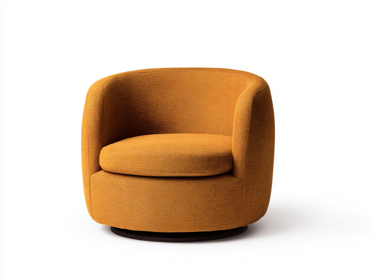 Sillón de tejido texturizado 82×80×75 cm - mostaza/marrón oscuro - diseño giratorio envolvente-Zamonlyinterior
