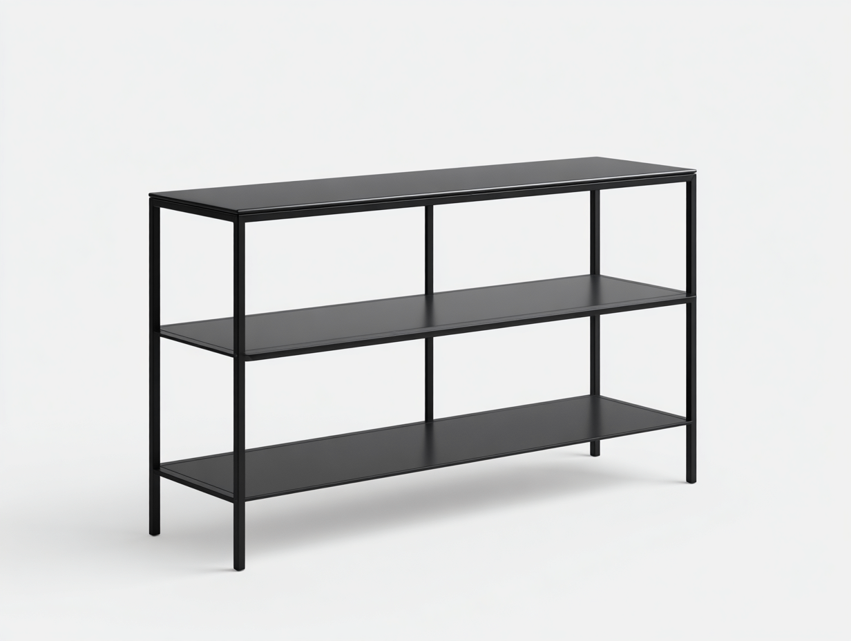 Estante metálico 120×35×80 cm – negro – 3 niveles para sala de estar-Zamonlyinterior