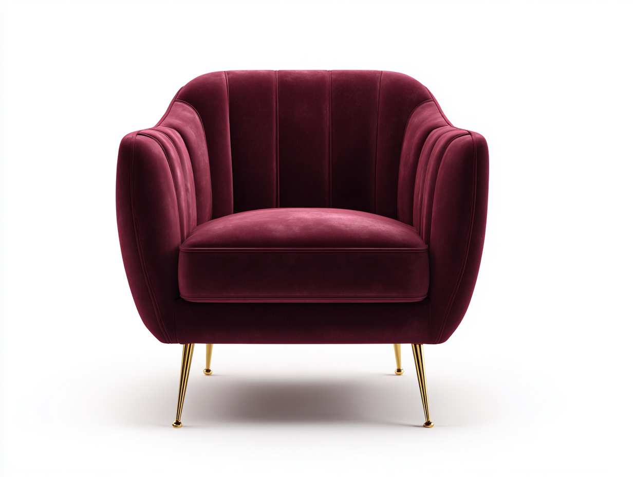 Sillón de terciopelo 84×80×86 cm – burdeos/dorado – diseño envolvente para dormitorio-Zamonlyinterior