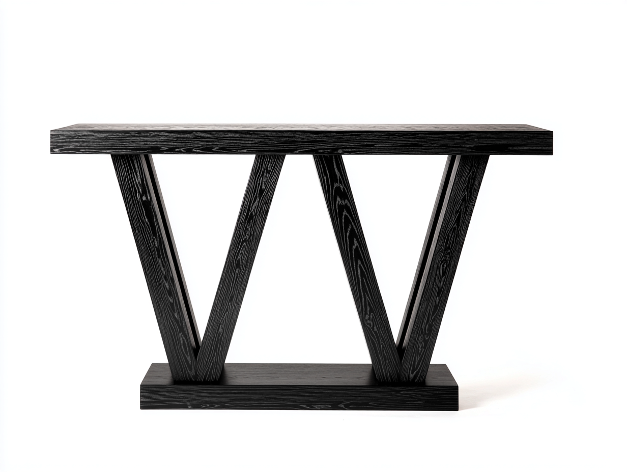 Estante consola de madera 125×35×78 cm - negro - soporte geométrico W-Zamonlyinterior
