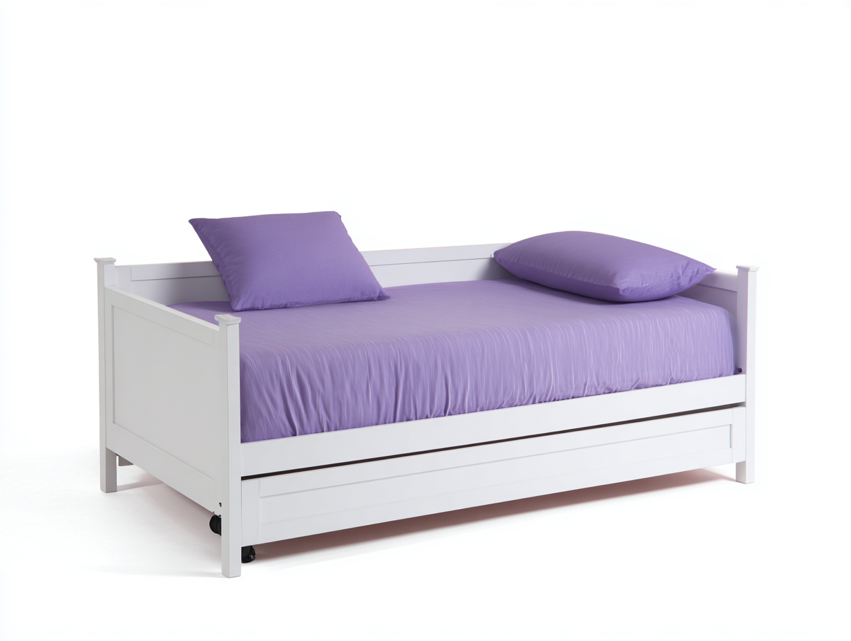 Sofá cama de madera 208×98×85 cm - blanco - cama auxiliar inferior extraíble-Zamonlyinterior
