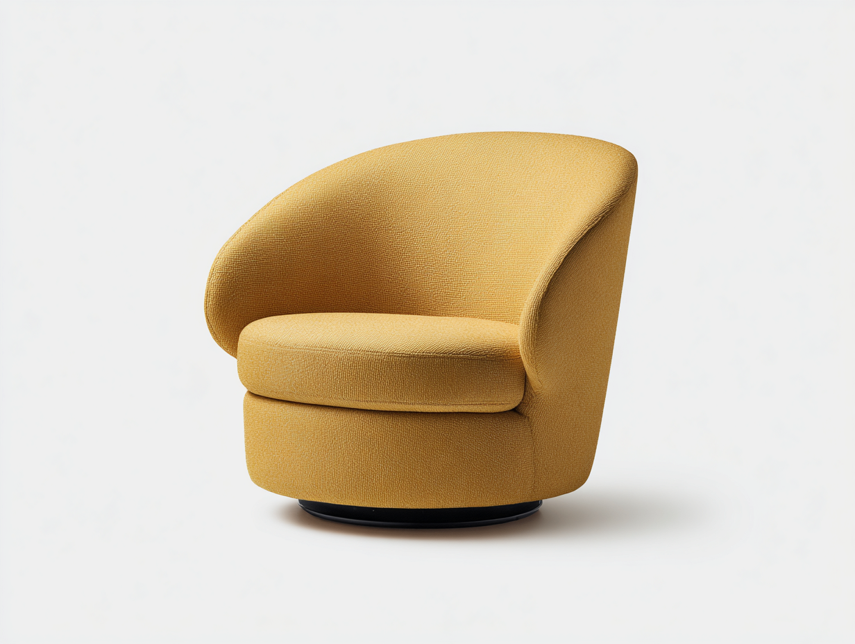 Sillón tapizado 82×78×76 cm – amarillo mostaza/negro – base giratoria para dormitorio-Zamonlyinterior