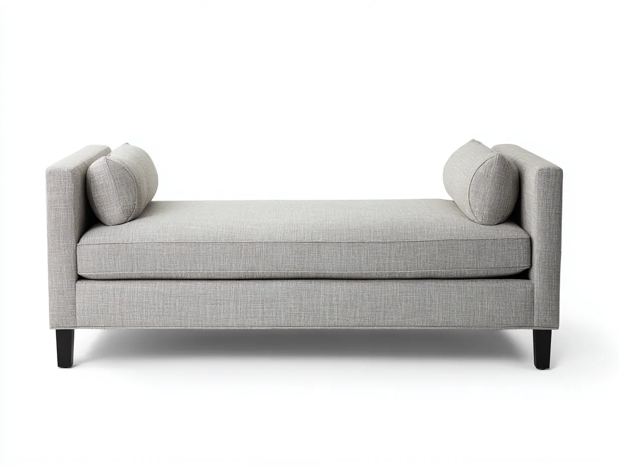 Lange Bank aus Stoff 185×78×76 cm - hellgrau/schwarz - moderne Polsterbank für das Schlafzimmer-Sotatahaus