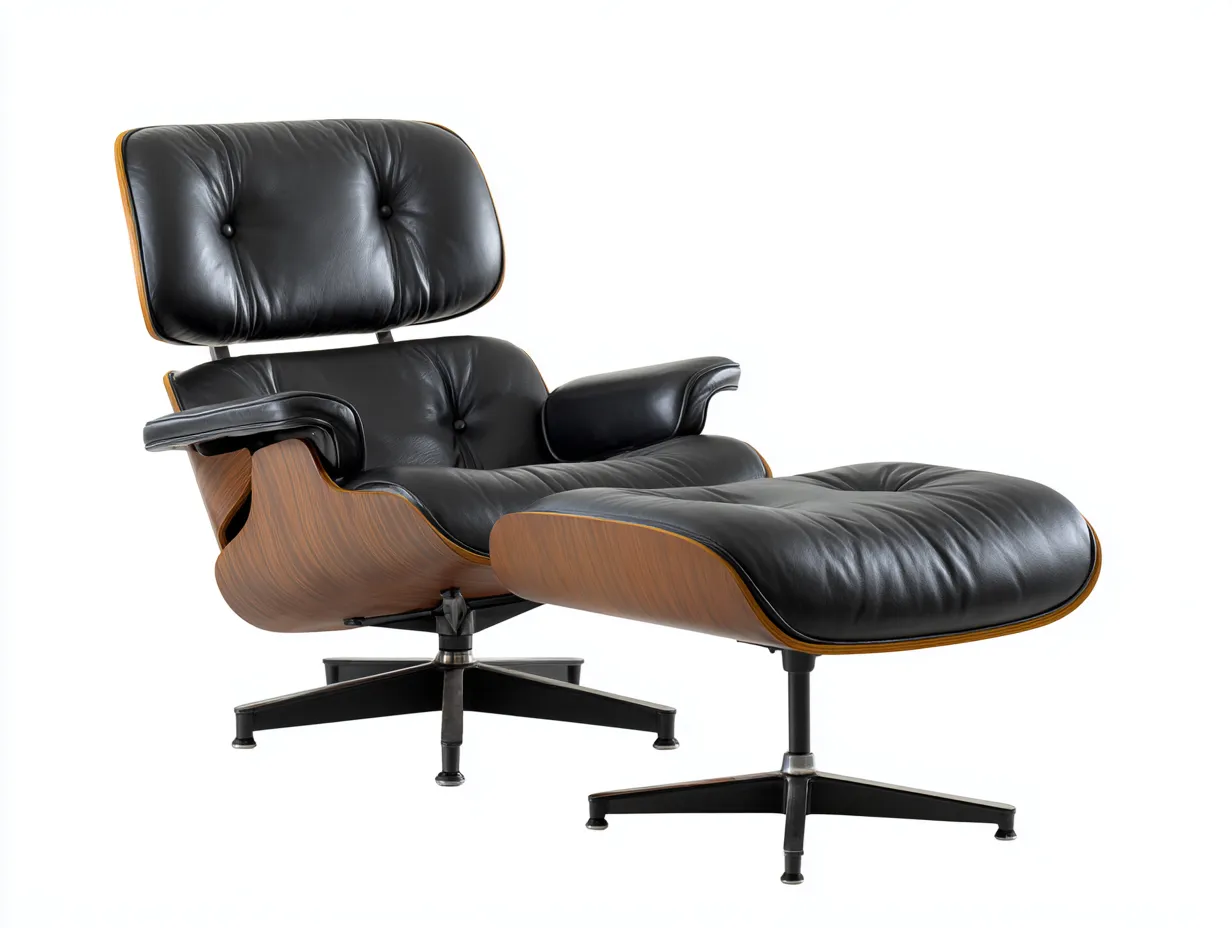 Sessel mit Fußhocker aus Leder und Holz 84×82×92 cm - schwarz/braun - drehbarer Relaxsessel für das Wohnzimmer-Sotatahaus