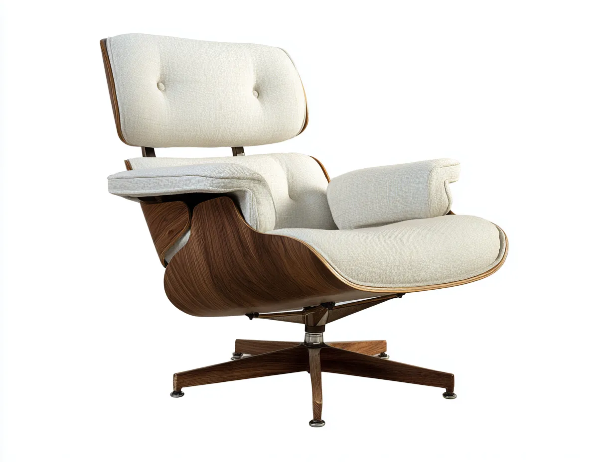 Sessel aus Stoff und Holz 83×82×90 cm - creme/braun - drehbarer Loungesessel für das Wohnzimmer-Sotatahaus