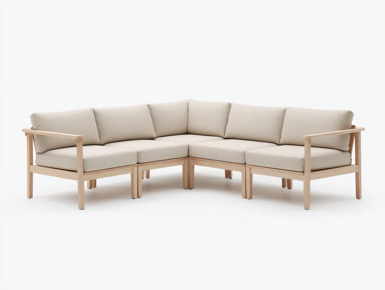 Sofa 260×95×85 cm – Beige/Holzfarben – moderner Wohnzimmersitz mit Holzrahmen-Sotatahaus