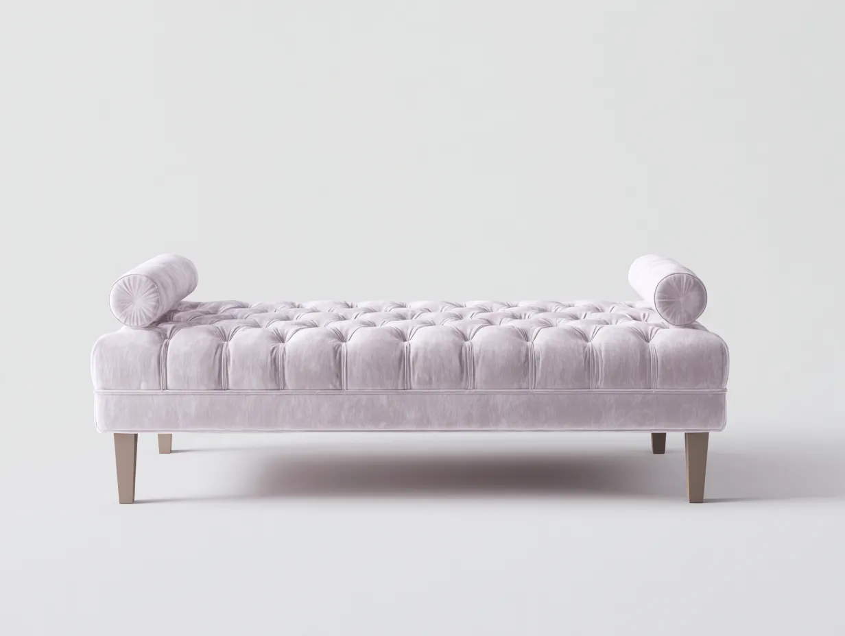 Lange Bank 190×65×78 cm – Rosa hell/Holzfarben – elegante Polsterbank im Schlafzimmer-Sotatahaus